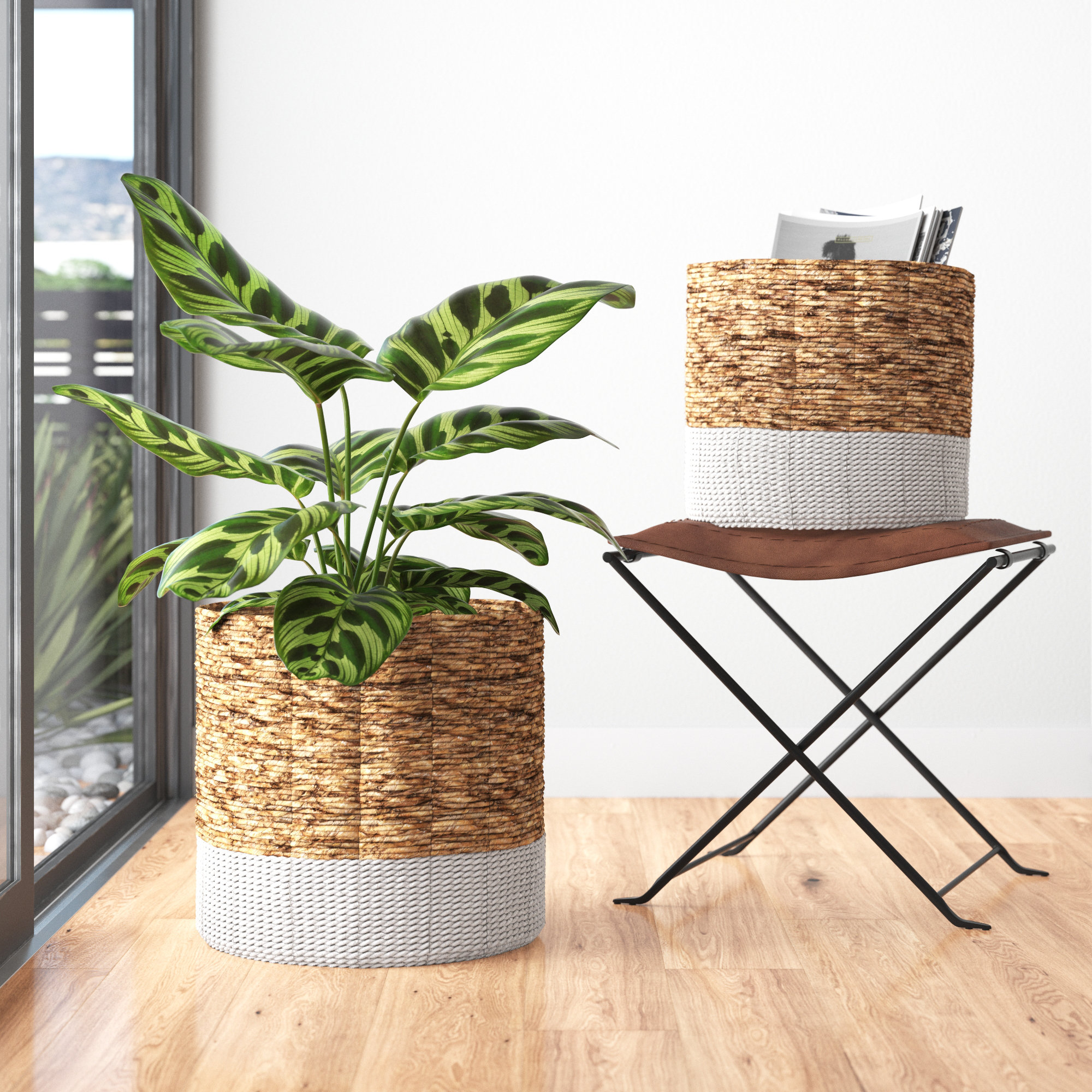 Daggett 2 Piece Raffia And Banana Leaf Basket Set Reviews Allmodern Daggett 2 Piece Raffia And Banana Leaf Basket Set Reviews Allmodern