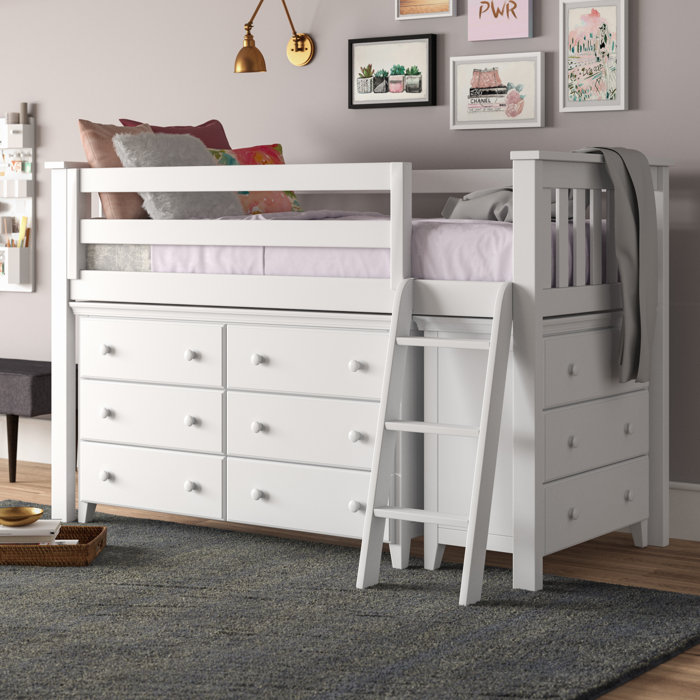 Harriet Bee Ginny Twin Low Loft Bed With Drawers Reviews