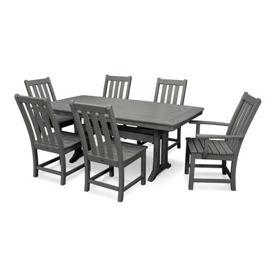 Vineyard Nautical Trestle 7 Piece Dining Set POLYWOOD® Color: Slate Gray