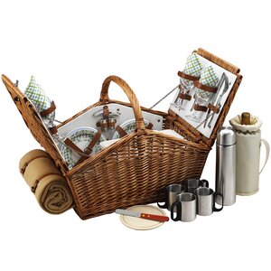 Huntsman Basket for  Four with Coffee Set and Blanket in Gazebo