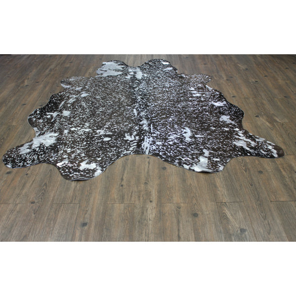 One-of-a-Kind West Hewish Hand-Woven Cowhide Silver/Black Area Rug by Loon Peak