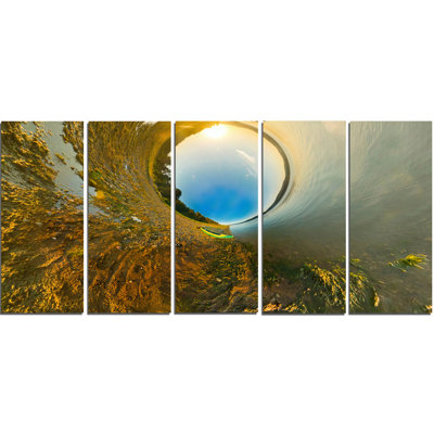 Kayak in River Little Planet Graphic Art Print MultiPiece Image on Canvas Design Art