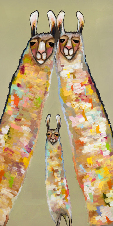 Ebern Designs Llama Family Wrapped Canvas Acrylic Painting