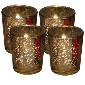 Rustic Glass Votive Candle Holder (Set of 4)