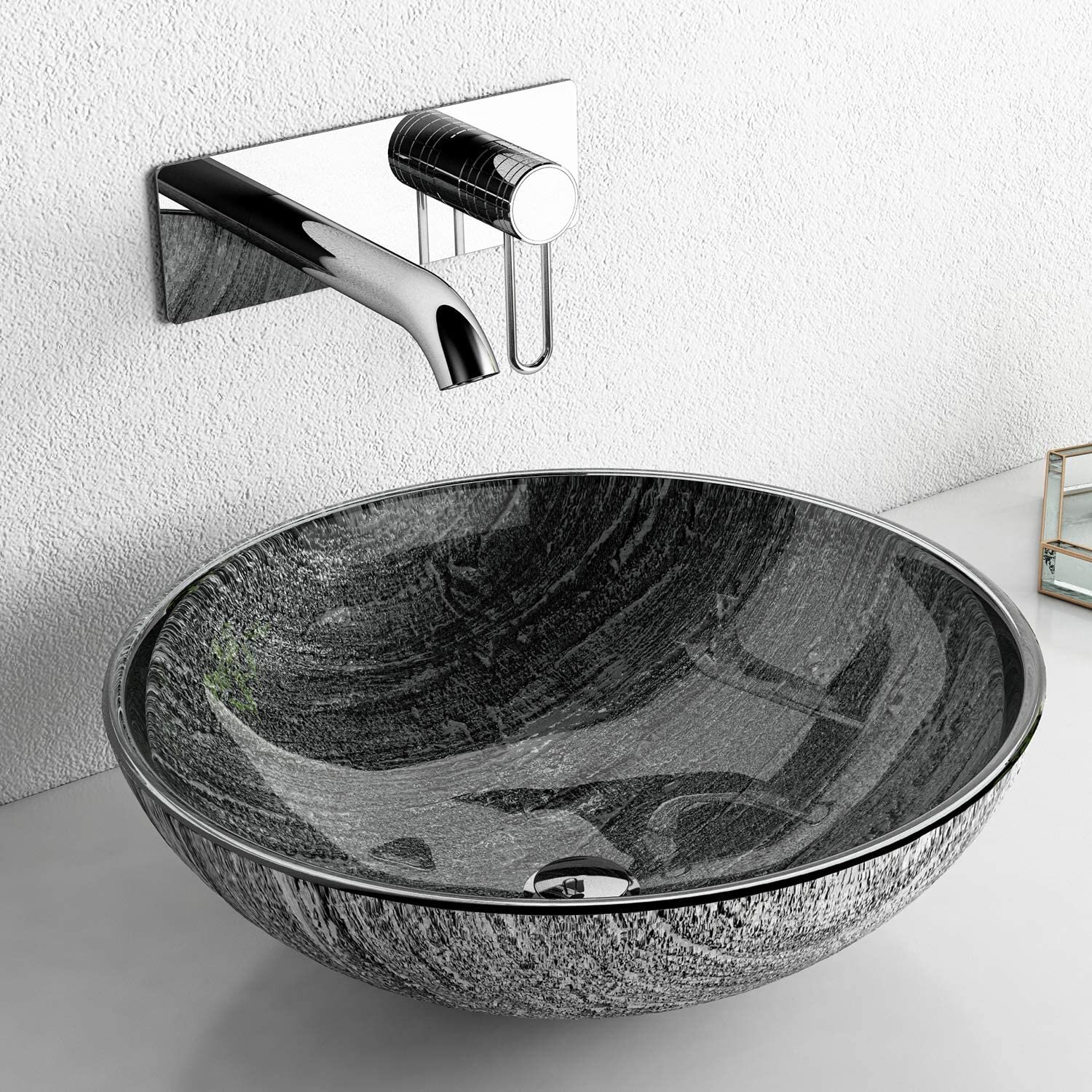 Watqen Gray Tempered Glass Handmade Circular Vessel Bathroom Sink Wayfair