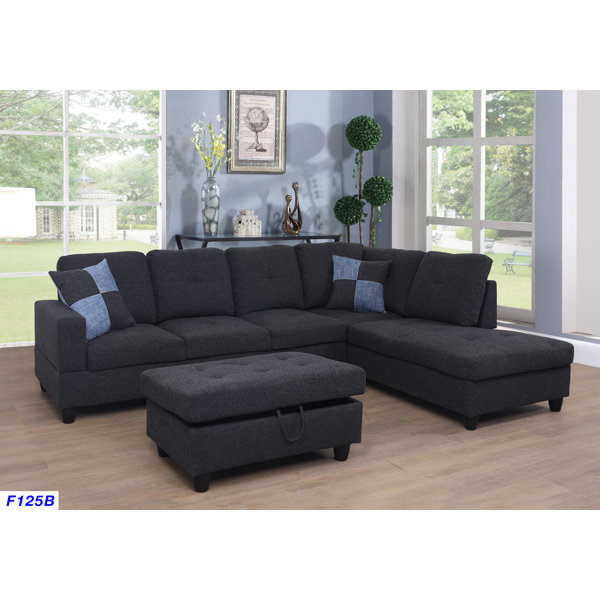 Mendoza Sectional with Ottoman by Ebern Designs