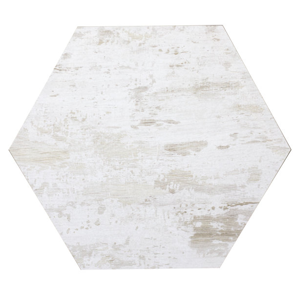 Nature 8 x 8 Glass Hexagon Tile in Birchwood White/Creme by Abolos