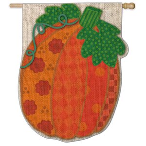 Patchwork Pumpkin Vertical Flag