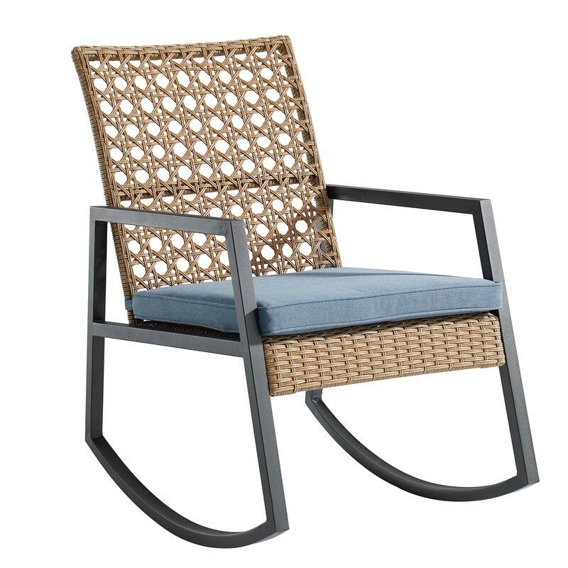 Ivy Bronx Shifflett Modern Patio Rocking Chair With Cushion