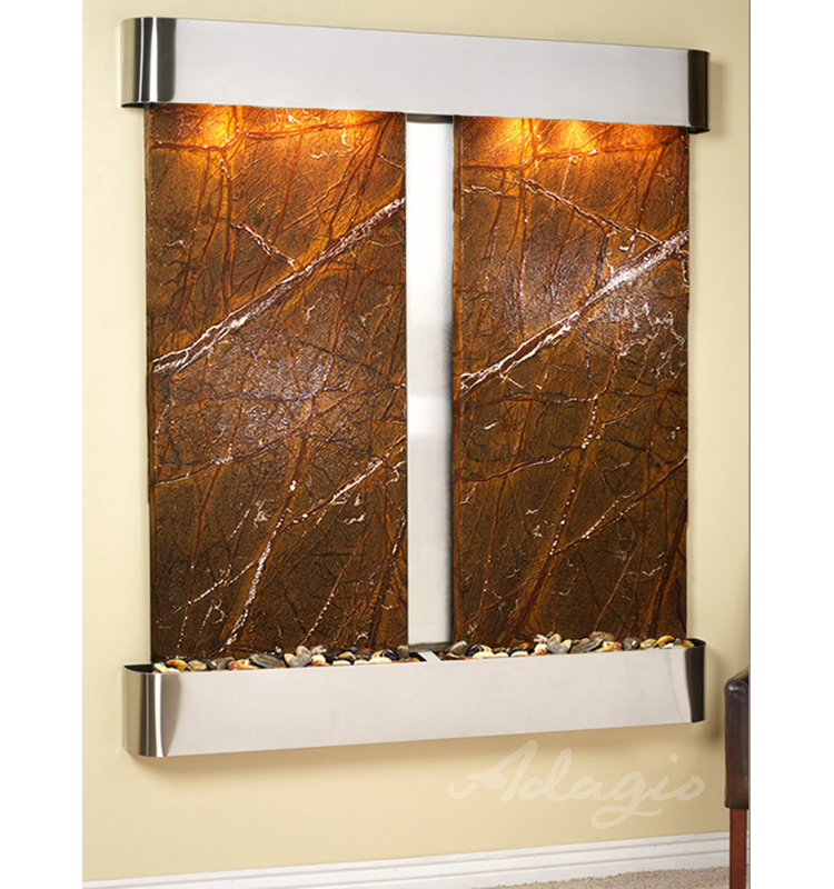 Cottonwood Falls Natural Stone/Metal Wall Fountain with Light