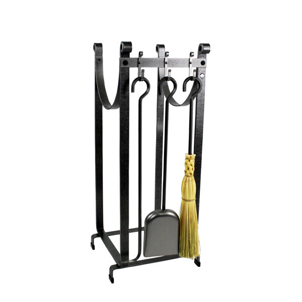 3 Piece Steel Fireplace Tool Set with Log Rack by Enclume