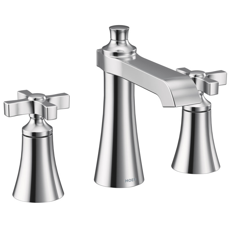 Moen Flara Cross Handle Trim Widespread Bathroom Faucet With Drain