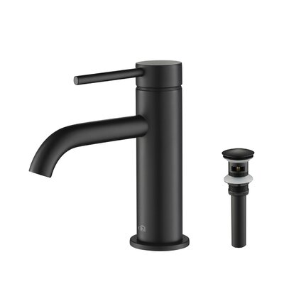 Circular Single Hole Bathroom Faucet KIBI Finish: Matte Black, Optional Accessories: With Pop Up Drain