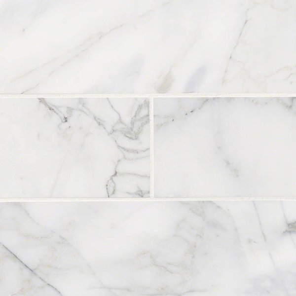 Calacatta Cressa Honed 4 x 12 Marble Subway Tile in White by MSI