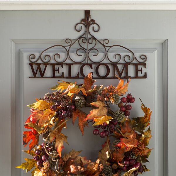 Rustic Welcome 15.35 Wreath Holder by Three Posts