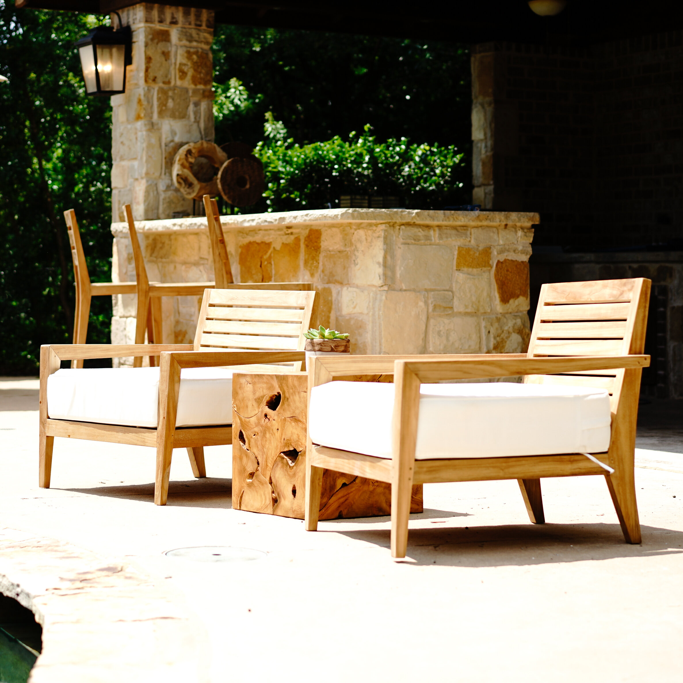 Catalina Dahlia Teak Patio Chair With Cushions Allmodern