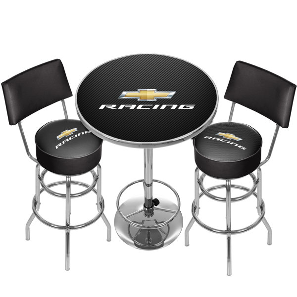Chevy Racing Game Room Combo 3 Piece Pub Table Set by Trademark Global