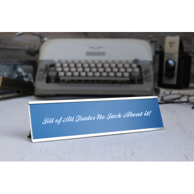 Personalized Desk Plate Office Sign Stamp Out Inc Holder Color Silver Holder Sign Color Blue Sign