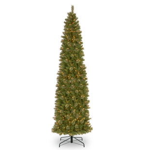 Pencil Slim 12 Green Pine Artificial Christmas Tree With 750 Clear Lights Stand Pencil Slim 12 Green Pine Artificial Christmas Tree With 750 Clear Lights Stand