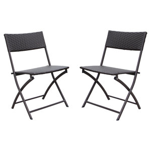 Maryanne Folding Resin Wicker Patio Chair (Set of 2)