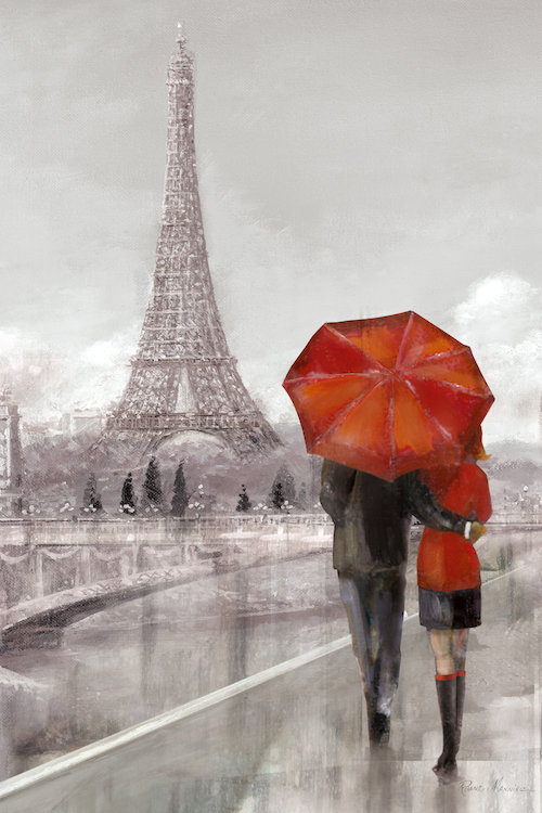 East Urban Home Modern Couple In Paris Painting Print On Canvas Wayfair