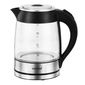 1.8L 1500W Illuminating Clear Glass Cordless Jug Electric Tea Kettle