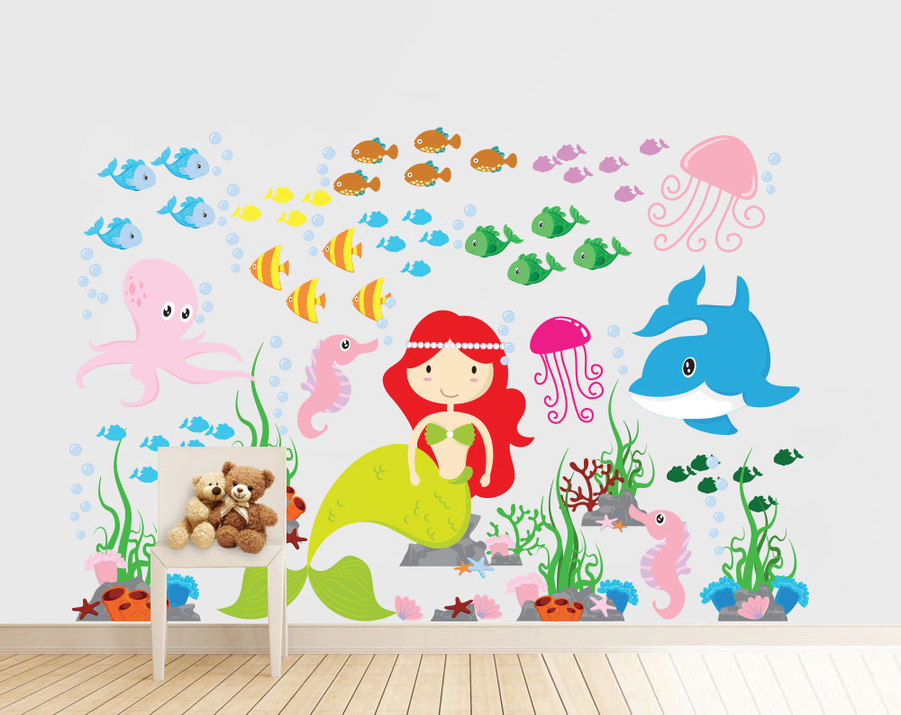 Wall Decal Source Mermaid, Under the Sea and Ocean Nursery Vinyl