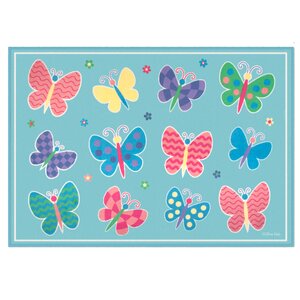 Olive Kids Butterfly Garden Blue Area Rug