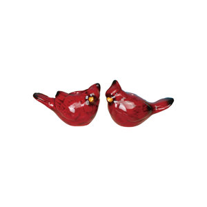 Rustic Handcraft Pinecone Cardinal Salt and Pepper Shaker Set