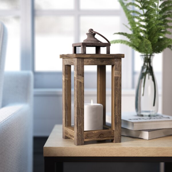 Rustic Pillar Wood Lantern by Laurel Foundry Modern Farmhouse