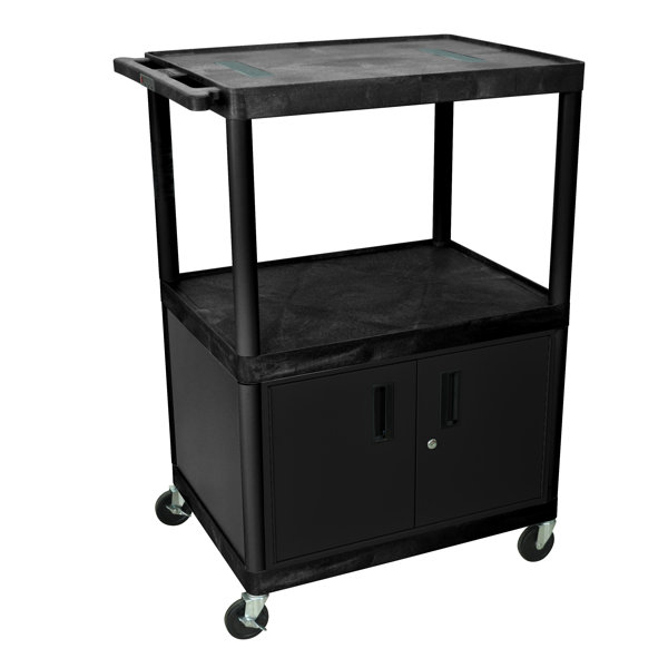 Open Shelf Endura Video AV Cart with Locking Cabinet by Luxor