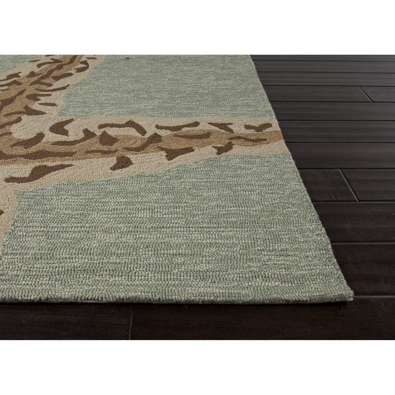 Beachcrest Home Osprey HandHooked Blue Lake Indoor/Outdoor Area Rug