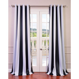 Boatwright Striped Blackout Thermal Grommet Single Curtain Panel
