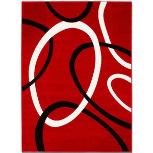 Circle Red Area Rug
