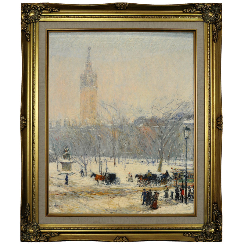 Alcott Hill Snowstorm Madison Square 1890 Framed Oil Painting