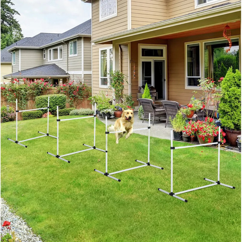 Pawhut Dog Agility Training Equipment Jump Bar With Carrying Bag