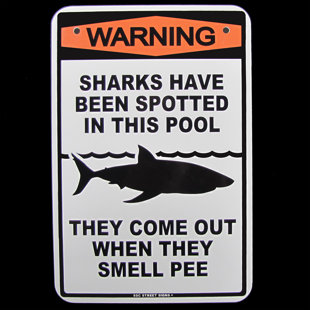 Shark Warning Vintage Retro ENAMEL METAL TIN SIGN WALL PLAQUE