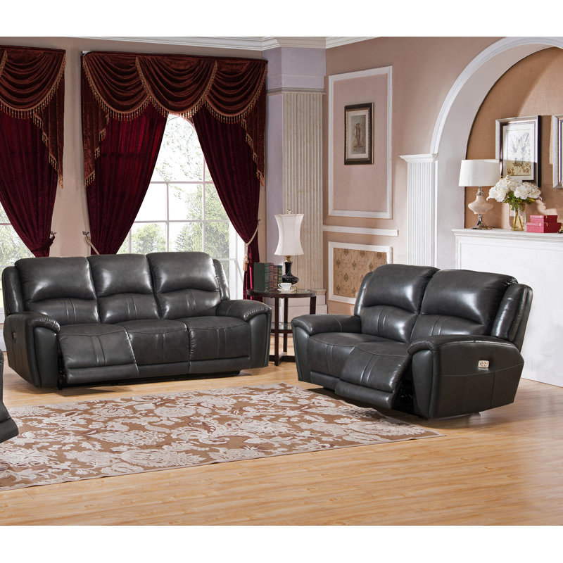 Red Barrel Studio Mikel Reclining 2 Piece Leather Living Room Set