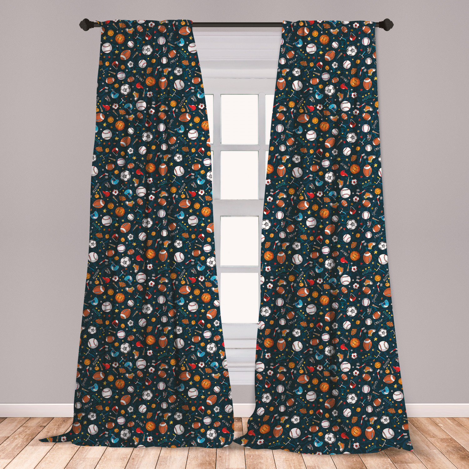 East Urban Home Ambesonne Sport 2 Panel Curtain Set Many