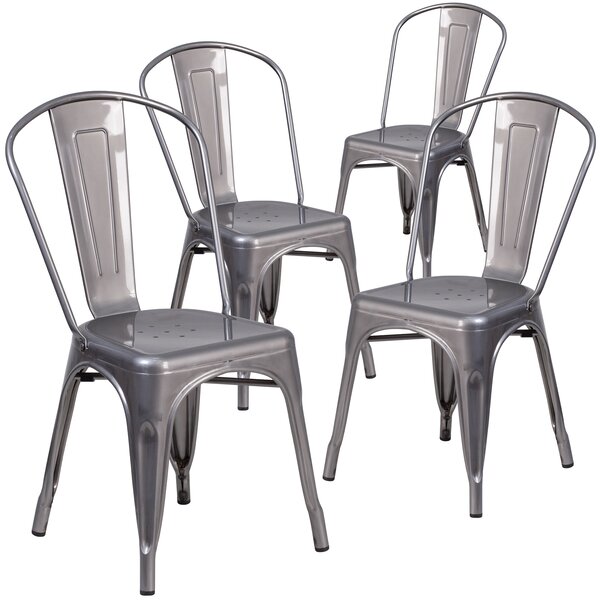 Guglielmo Coated Metal Indoor Stackable Dining Chair (Set of 4) by 17 Stories