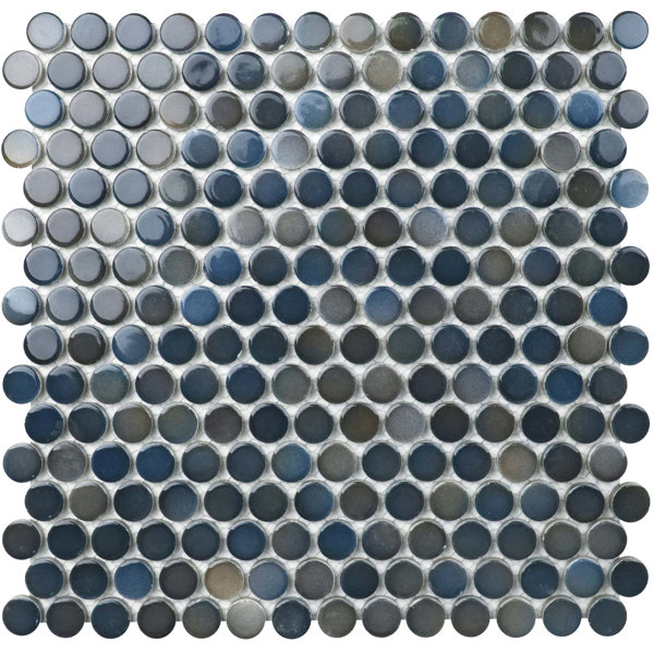 Value Series Penny 0.8 x 0.8 Porcelain Mosaic Tile in Glossy Blue/Gray by WS Tiles