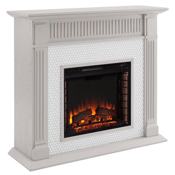 Chessing Penny-Tiled Electric Fireplace By Ophelia & Co.