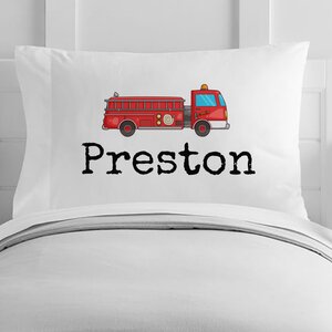 Personalized Fire Truck Toddler Pillow Case