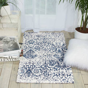 Orourke Power Loom Ivory Navy Blue Rug Reviews Birch Lane