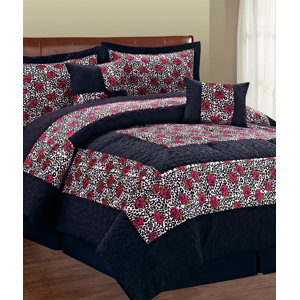Kasia Leopard Flower 6 Piece Comforter Set