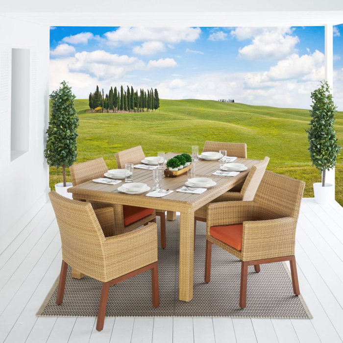Addison 7 Piece Sunbrella Dining Set With Cushions Reviews Joss Main