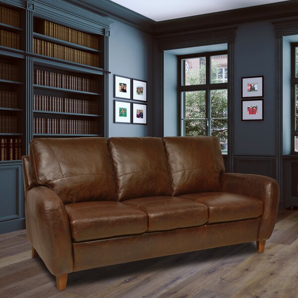 Corine Leather Sofa By Loon Peak