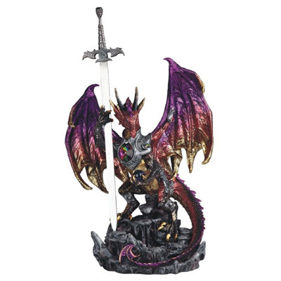 Home Office D&eacute;cor Large Dragon with Sword Figurine Trinx