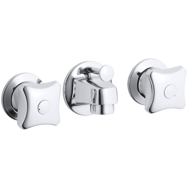Triton Shelf-Back Commercial Bathroom Sink Faucet with Pop-Up Drain and Standard Handles by Kohler