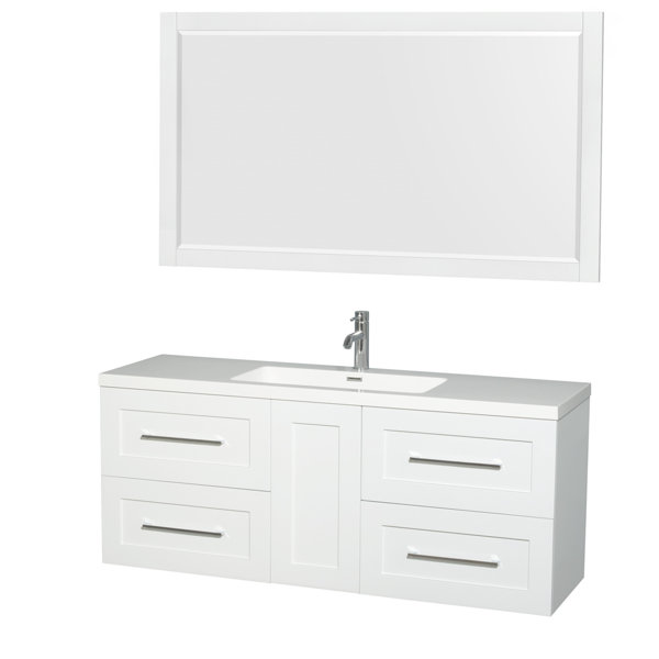 Olivia 60 Single Glossy White Bathroom Vanity Set with Mirror by Wyndham Collection